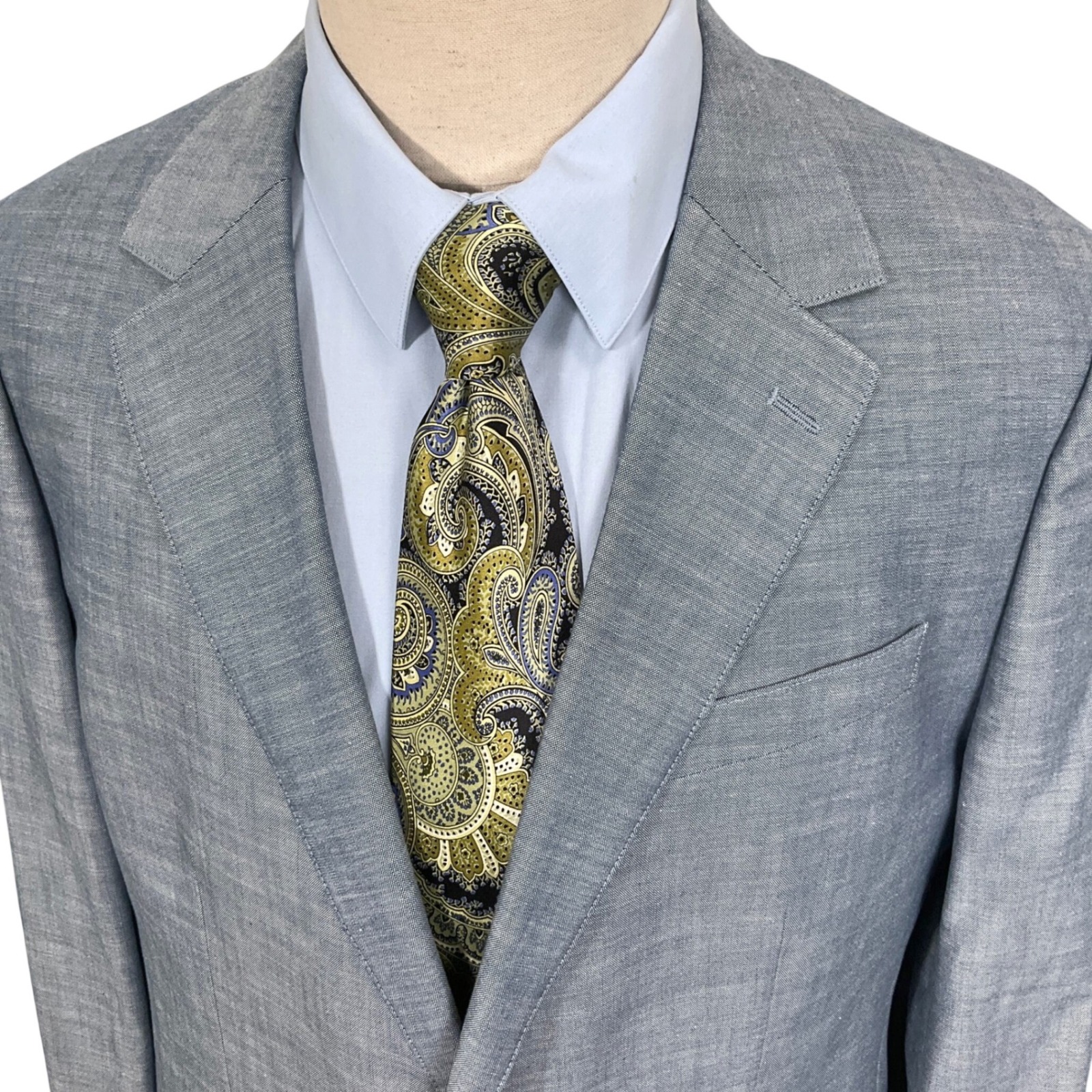 Bonobos Blazer Mens 44r Light Blue Slim Fit 2-Button Chambray Summer Cotton